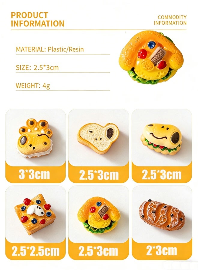 JACIRCLE Fridge Magnets,6Pcs Dog Bread Fridge Magnets, Cute 3D Resin Refrigerator Magnets, Creative Cartoon Dog Bread Magnetic Stickers for Kitchen, Home, Office, Whiteboard, Blackboard, Strong Magnetic Resin Decorative Fridge Magnet Set - Image 2